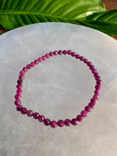 Load image into Gallery viewer, Ruby Bracelet, 4mm Faceted Gemstone Bracelet made with Natural Ruby Beads, Dainty Gemstone Bracelets, Pink Crystal Healing Bracelet