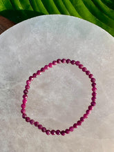 Load image into Gallery viewer, Ruby Bracelet, 4mm Faceted Gemstone Bracelet made with Natural Ruby Beads, Dainty Gemstone Bracelets, Pink Crystal Healing Bracelet