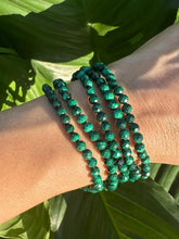 Load image into Gallery viewer, Malachite Bracelet, Faceted 4mm Crystal Bracelet made with Natural Malachite Beads, Authentic Gemstone Bead Bracelets with Natural Stones