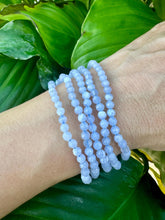 Load image into Gallery viewer, Blue Lace Agate Bracelet, Faceted 4mm Crystal Bracelet made with Natural Agate Beads, Authentic Beaded Bracelets with Natural Gemstones
