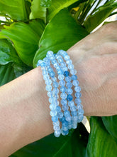 Load image into Gallery viewer, Aquamarine Crystal Bracelet, 4mm Faceted Aquamarine Bracelet, Authentic Beaded Bracelets with Natural Gemstones