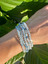 Load image into Gallery viewer, Aquamarine Crystal Bracelet, 4mm Faceted Aquamarine Bracelet, Authentic Beaded Bracelets with Natural Gemstones