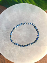 Load image into Gallery viewer, Lapis Lazuli Bracelet, 4mm Faceted Lapis Bracelet, Authentic Beaded Bracelets with Natural Gemstones, Small Bead Stackable Bracelet