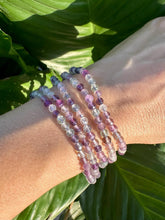 Load image into Gallery viewer, Fluorite Bracelet, 4mm Rainbow Fluorite Faceted Crystal Bracelet, Authentic Beaded Bracelets with Natural Gemstones, Small Bead Bracelet