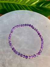 Load image into Gallery viewer, Amethyst Crystal Bracelet, 4mm Purple Amethyst Faceted Crystal Bracelet, Small Bead Bracelets with Natural Gemstones
