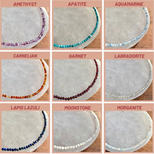 Load image into Gallery viewer, Faceted Crystal Necklace, 2-3mm Gemstone Necklaces with Faceted Beads, 14-16 in. Tiny Gemstone Chokers, 100% Natural Grade A Crystal Jewelry