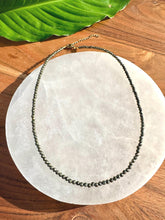 Load image into Gallery viewer, Pyrite Crystal Necklace, 2-3mm Faceted Pyrite Gemstone Necklace, 14-16 in. Tiny Bead Gemstone Choker, 100% Natural Grade A Crystal Jewelry