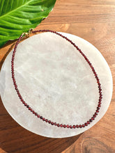Load image into Gallery viewer, Garnet Crystal Necklace, 2-3mm Faceted Garnet Gemstone Necklace, 14-16 in. Tiny Bead Gemstone Choker, 100% Natural Grade A Crystal Jewelry