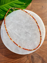 Load image into Gallery viewer, Carnelian Necklace, 2-3mm Faceted Carnelian Crystal Necklace, 14-16 in. Small Bead Gemstone Choker, 100% Natural Grade A Crystal Jewelry