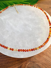 Load image into Gallery viewer, Carnelian Necklace, 2-3mm Faceted Carnelian Crystal Necklace, 14-16 in. Small Bead Gemstone Choker, 100% Natural Grade A Crystal Jewelry