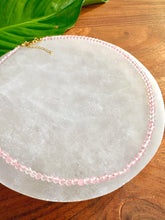 Load image into Gallery viewer, Rose Quartz Necklace, 2-3mm Faceted Rose Quartz Crystal Necklace, 14-16 in. Beaded Gemstone Choker, 100% Natural Grade A Crystal Jewelry