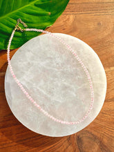 Load image into Gallery viewer, Rose Quartz Necklace, 2-3mm Faceted Rose Quartz Crystal Necklace, 14-16 in. Beaded Gemstone Choker, 100% Natural Grade A Crystal Jewelry