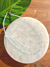 Load image into Gallery viewer, Aquamarine Crystal Necklace, 2-3mm Faceted Aquamarine Necklace, 14-16 in. Beaded Gemstone Choker, 100% Natural Grade A Crystal Jewelry