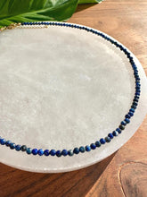 Load image into Gallery viewer, Lapis Lazuli Necklace, 2-3mm Faceted Lapis Crystal Necklace, 14-16 in. Beaded Gemstone Choker, 100% Natural Grade A Crystal Jewelry