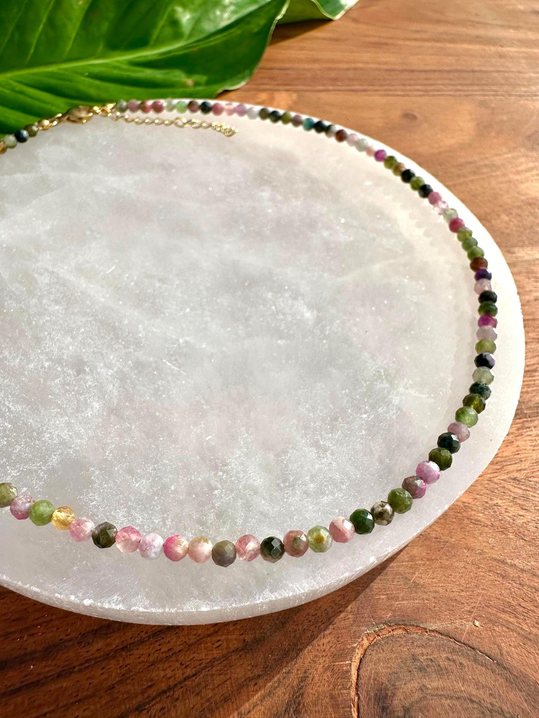 Rainbow Tourmaline Necklace, 2-3mm Faceted Tourmaline Crystal Necklace, 14-16 in. Beaded Gemstone Choker, Natural Grade A Crystal Jewelry