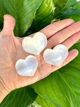 Load image into Gallery viewer, SELENITE HEART Crystal (Grade A Natural) Tumbled Polished White Heart-Shaped Palm Stone, Crystals for Peace | Gemstone for Yoga, Meditation