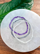Load image into Gallery viewer, Bracelet Set for Anxiety &amp; Stress Relief | Amethyst, Labradorite, Clear Quartz | 4mm Bead Crystal Bracelet Gift Set, Crystal Healing Jewelry