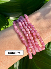 Load image into Gallery viewer, Bracelet Set for Love, Heart Chakra | Rose Quartz, Rubelite &amp; Rhodonite | 4mm Bead Crystal Bracelet Gift Set, Crystal Healing Jewelry