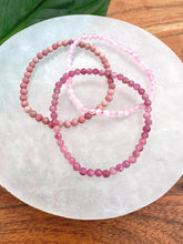 Load image into Gallery viewer, Bracelet Set for Love, Heart Chakra | Rose Quartz, Rubelite &amp; Rhodonite | 4mm Bead Crystal Bracelet Gift Set, Crystal Healing Jewelry