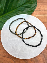 Load image into Gallery viewer, Protection Bracelet Set | Black Tourmaline, Tiger Eye, Pyrite | Crystal Bracelet Gift Set for Grounding, Crystal Healing Jewelry