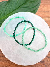Load image into Gallery viewer, Good Luck Bracelet Set | Chrysoprase, Malachite, Green Aventurine | 4mm Bead Crystal Bracelet Gift Set, Crystal Healing Jewelry