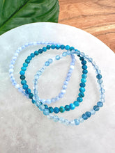 Load image into Gallery viewer, Crystal Bracelet Set for Expression &amp; Clarity | Apatite, Aquamarine, Blue Lace Agate | Crystal Bracelet Gift Set, Crystal Healing Jewelry