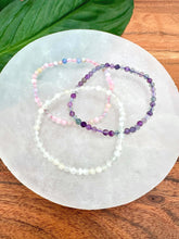 Load image into Gallery viewer, Bracelet Set for Emotional Balance &amp; Intuition | Fluorite, Moonstone, Morganite | Dainty Crystal Bracelet Gift Set, Crystal Healing Jewelry