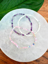 Load image into Gallery viewer, Bracelet Set for Emotional Balance &amp; Intuition | Fluorite, Moonstone, Morganite | Dainty Crystal Bracelet Gift Set, Crystal Healing Jewelry