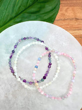 Load image into Gallery viewer, Bracelet Set for Emotional Balance &amp; Intuition | Fluorite, Moonstone, Morganite | Dainty Crystal Bracelet Gift Set, Crystal Healing Jewelry