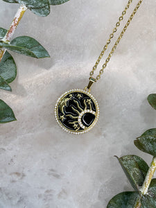 Sun & Moon Black & Gold Medallion Necklace