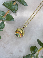 Load image into Gallery viewer, Rainbow Sun Gold Medallion Necklace