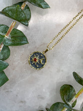Load image into Gallery viewer, Sun &amp; Moon Grey &amp; Gold Medallion Necklace