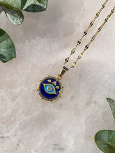 Load image into Gallery viewer, Evil Eye Blue &amp; Gold Medallion Necklace 2