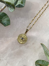 Load image into Gallery viewer, Evil Eye Gold Medallion Necklace