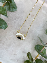 Load image into Gallery viewer, Evil Eye Black &amp; White Gold Medallion Necklace