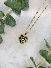 Load image into Gallery viewer, Evil Eye Black &amp; Gold Heart Medallion Necklace