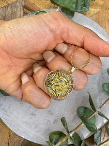 Gold Snake Round Medallion Necklace 2