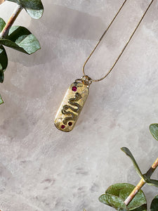 Gold Snake Cartouche Necklace