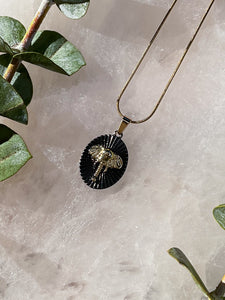 Black & Gold Elephant Medallion Necklace