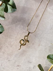 Rhinestone Snake Gold Necklace