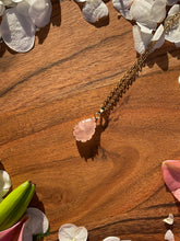 Load image into Gallery viewer, Rose Quartz Small Teardrop Crystal Gold Necklace