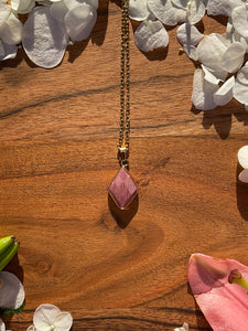 Rhodonite Diamond Crystal Gold Necklace