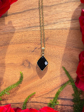 Load image into Gallery viewer, Obsidian Diamond Crystal Gold Necklace