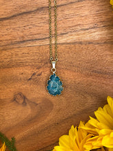 Load image into Gallery viewer, Blue Agate Small Teardrop Crystal  Gold Necklace
