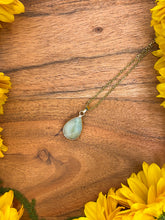 Load image into Gallery viewer, Amazonite Small Teardrop Crystal Gold Necklace