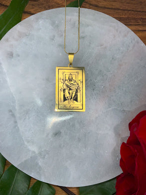 The Emperor Tarot Card Necklace - Gold