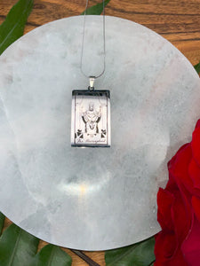 The Hierophant Tarot Card Necklace - Silver