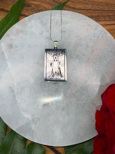 The Tower Tarot Card Necklace - Silver