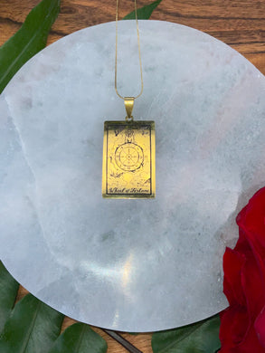 Wheel of Fortune Tarot Card Necklace - Gold