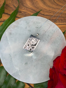 The Sun Tarot Card Necklace - Silver